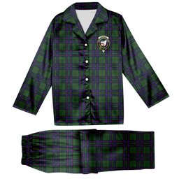 ScotsTee Shop Scottish Lockhart Modern Crest Tartan Pajama Satin Velvet Flannel Pajama Set