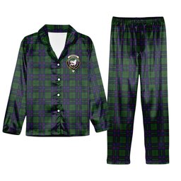ScotsTee Shop Scottish Lockhart Modern Crest Tartan Pajama Satin Velvet Flannel Pajama Set