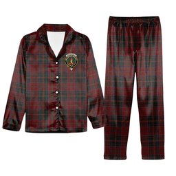 ScotsTee Shop Scottish MacDonald of Glencoe Crest Tartan Pajama Satin Velvet Flannel Pajama Set