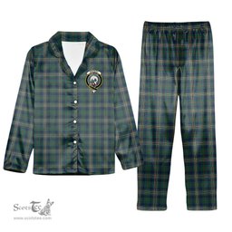 ScotsTee Shop Scottish Kennedy Modern Crest Tartan Pajama Satin Velvet Flannel Pajama Set