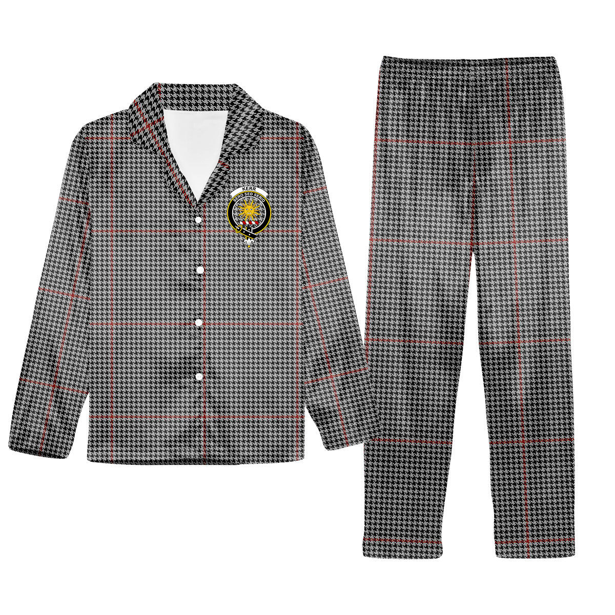 ScotsTee Shop Scottish Kerr Shepherd's Crest Tartan Pajama Satin Velvet Flannel Pajama Set