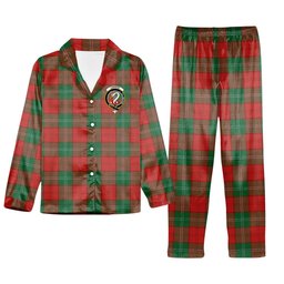 ScotsTee Shop Scottish Lennox Ancient Crest Tartan Pajama Satin Velvet Flannel Pajama Set