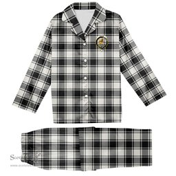 ScotsTee Shop Scottish MacFie Black & White Modern Crest Tartan Pajama Satin Velvet Flannel Pajama Set