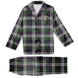ScotsTee Shop Scottish MacCallum Dress - TD Crest Tartan Pajama Satin Velvet Flannel Pajama Set