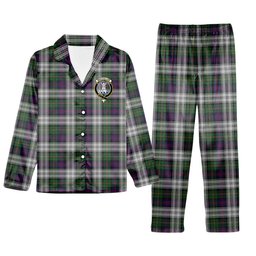 ScotsTee Shop Scottish MacCallum Dress - TD Crest Tartan Pajama Satin Velvet Flannel Pajama Set