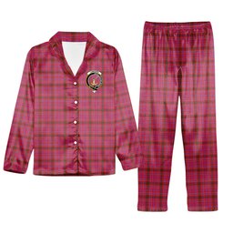 ScotsTee Shop Scottish Lumsden of Clova Modern Crest Tartan Pajama Satin Velvet Flannel Pajama Set