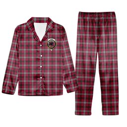 ScotsTee Shop Scottish Little Crest Tartan Pajama Satin Velvet Flannel Pajama Set