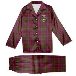 ScotsTee Shop Scottish Lumsden Short Crest Tartan Pajama Satin Velvet Flannel Pajama Set