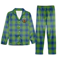 ScotsTee Shop Scottish Johnston Ancient Crest Tartan Pajama Satin Velvet Flannel Pajama Set