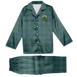 ScotsTee Shop Scottish Irvine of Drum Crest Tartan Pajama Satin Velvet Flannel Pajama Set