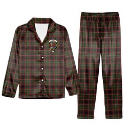 ScotsTee Shop Scottish Innes of Cowie Crest Tartan Pajama Satin Velvet Flannel Pajama Set