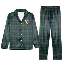 ScotsTee Shop Scottish Hunter of Hunterston Crest Tartan Pajama Satin Velvet Flannel Pajama Set