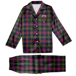 ScotsTee Shop Scottish Logan Modern Crest Tartan Pajama Satin Velvet Flannel Pajama Set