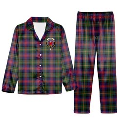 ScotsTee Shop Scottish Logan Modern Crest Tartan Pajama Satin Velvet Flannel Pajama Set