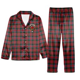ScotsTee Shop Scottish MacDuff 2 Crest Tartan Pajama Satin Velvet Flannel Pajama Set