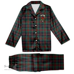 ScotsTee Shop Scottish MacDuff Hunting Modern Crest Tartan Pajama Satin Velvet Flannel Pajama Set