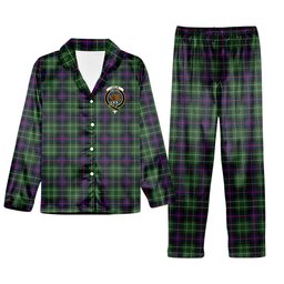 ScotsTee Shop Scottish Leslie Hunting SC Crest Tartan Pajama Satin Velvet Flannel Pajama Set