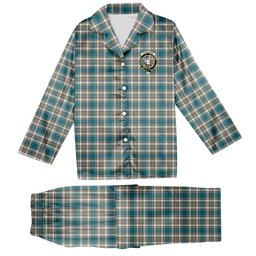 ScotsTee Shop Scottish Livingstone Dress Ancient Crest Tartan Pajama Satin Velvet Flannel Pajama Set