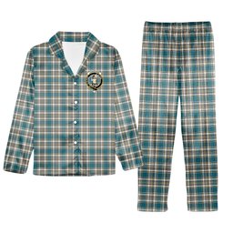 ScotsTee Shop Scottish Livingstone Dress Ancient Crest Tartan Pajama Satin Velvet Flannel Pajama Set
