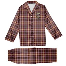 ScotsTee Shop Scottish MacKay of Strathnaver Modern Crest Tartan Pajama Satin Velvet Flannel Pajama Set