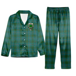 ScotsTee Shop Scottish Irvine of Bonshaw Crest Tartan Pajama Satin Velvet Flannel Pajama Set