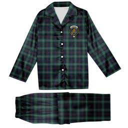 ScotsTee Shop Scottish MacKenzie Modern Crest Tartan Pajama Satin Velvet Flannel Pajama Set