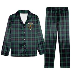 ScotsTee Shop Scottish MacKenzie Modern Crest Tartan Pajama Satin Velvet Flannel Pajama Set
