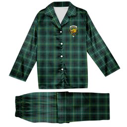 ScotsTee Shop Scottish MacIvor Hunting Modern Crest Tartan Pajama Satin Velvet Flannel Pajama Set