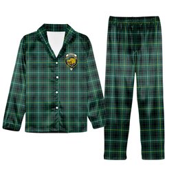 ScotsTee Shop Scottish MacIvor Hunting Modern Crest Tartan Pajama Satin Velvet Flannel Pajama Set