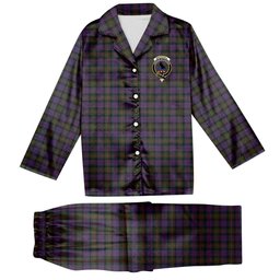 ScotsTee Shop Scottish MacDonell of Glengarry Crest Tartan Pajama Satin Velvet Flannel Pajama Set