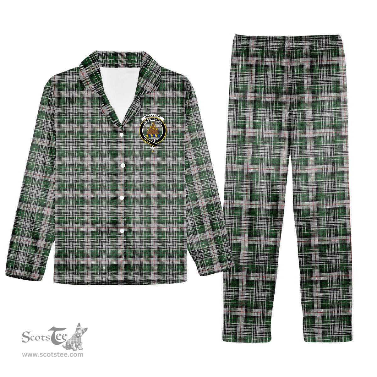 ScotsTee Shop Scottish MacKenzie MacGregor-Hastie Crest Tartan Pajama Satin Velvet Flannel Pajama Set