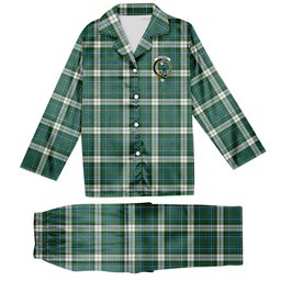 ScotsTee Shop Scottish MacInnes Dress Ancient Crest Tartan Pajama Satin Velvet Flannel Pajama Set