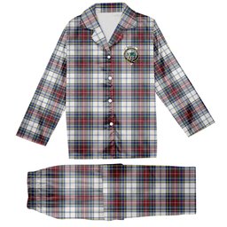 ScotsTee Shop Scottish MacBeth Dress Modern Crest Tartan Pajama Satin Velvet Flannel Pajama Set
