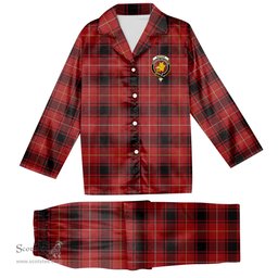 ScotsTee Shop Scottish MacIver Modern Crest Tartan Pajama Satin Velvet Flannel Pajama Set