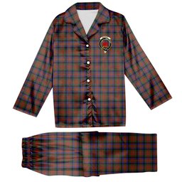 ScotsTee Shop Scottish MacDuff Hunting Modern SC Crest Tartan Pajama Satin Velvet Flannel Pajama Set