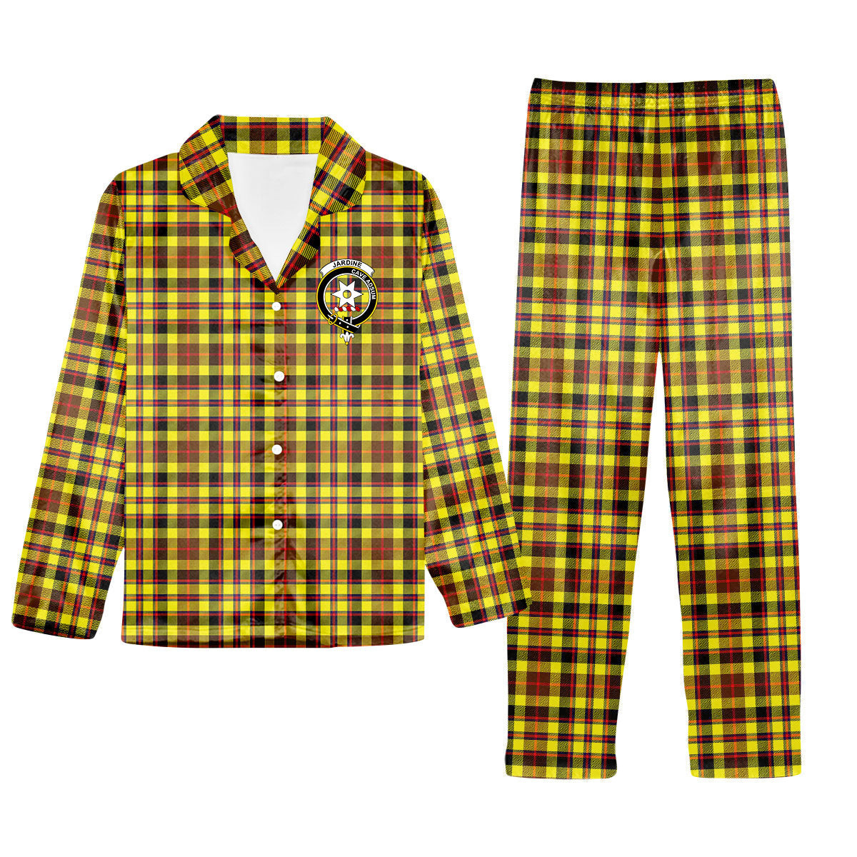 ScotsTee Shop Scottish Jardine Modern Crest Tartan Pajama Satin Velvet Flannel Pajama Set