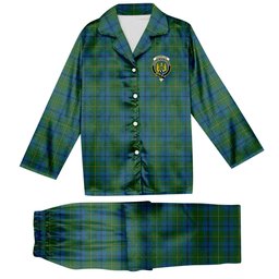 ScotsTee Shop Scottish Johnstone Crest Tartan Pajama Satin Velvet Flannel Pajama Set