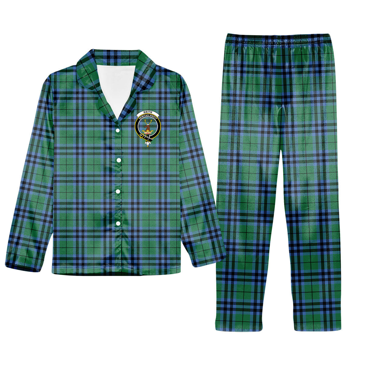 ScotsTee Shop Scottish Keith Ancient Crest Tartan Pajama Satin Velvet Flannel Pajama Set