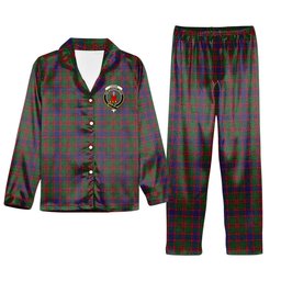 ScotsTee Shop Scottish Logan 1819 Crest Tartan Pajama Satin Velvet Flannel Pajama Set