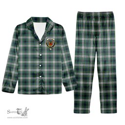 ScotsTee Shop Scottish Johnston Dress Modern Crest Tartan Pajama Satin Velvet Flannel Pajama Set