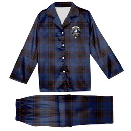 ScotsTee Shop Scottish Hume Crest Tartan Pajama Satin Velvet Flannel Pajama Set