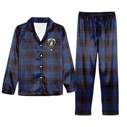 ScotsTee Shop Scottish Hume Crest Tartan Pajama Satin Velvet Flannel Pajama Set