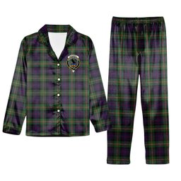 ScotsTee Shop Scottish MacDonell of Glengarry 3 Crest Tartan Pajama Satin Velvet Flannel Pajama Set