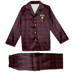 ScotsTee Shop Scottish Lindsay 1 Crest Tartan Pajama Satin Velvet Flannel Pajama Set