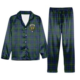 ScotsTee Shop Scottish Johnstone 1 Crest Tartan Pajama Satin Velvet Flannel Pajama Set