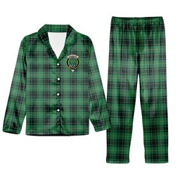ScotsTee Shop Scottish MacArthur Ancient Crest Tartan Pajama Satin Velvet Flannel Pajama Set
