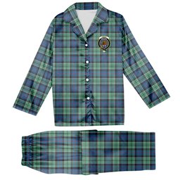 ScotsTee Shop Scottish Leslie Hunting Ancient SC Crest Tartan Pajama Satin Velvet Flannel Pajama Set