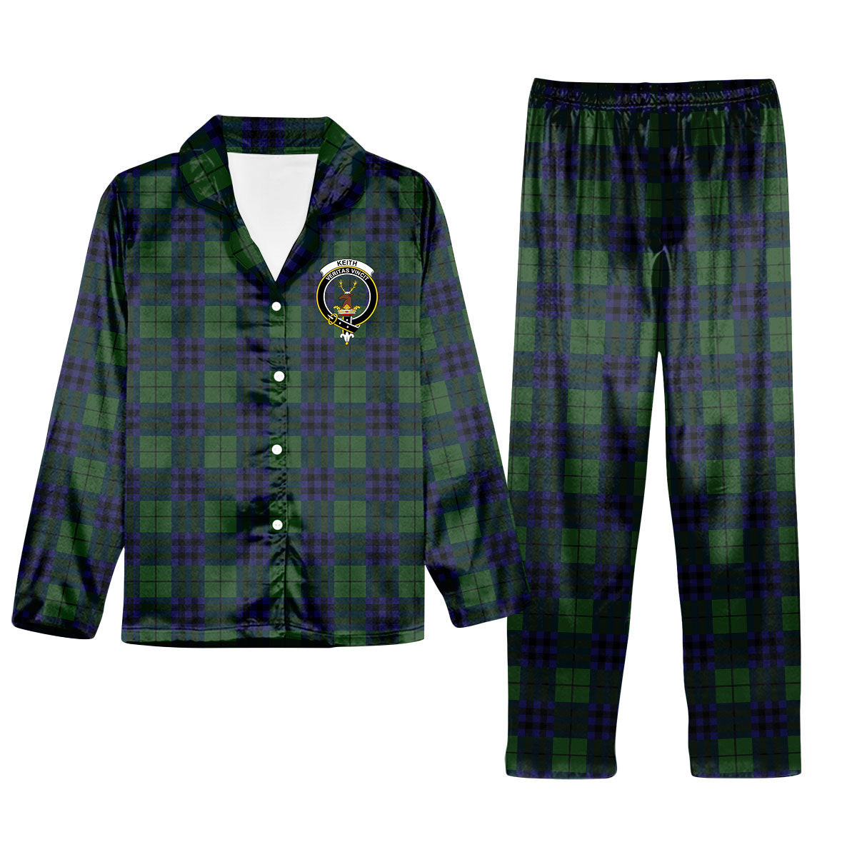 ScotsTee Shop Scottish Keith Modern Crest Tartan Pajama Satin Velvet Flannel Pajama Set