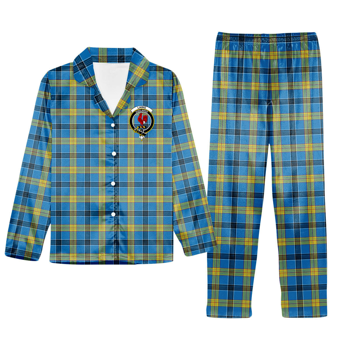ScotsTee Shop Scottish Laing SC Crest Tartan Pajama Satin Velvet Flannel Pajama Set