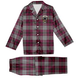 ScotsTee Shop Scottish Little of Morton Rigg Modern Crest Tartan Pajama Satin Velvet Flannel Pajama Set